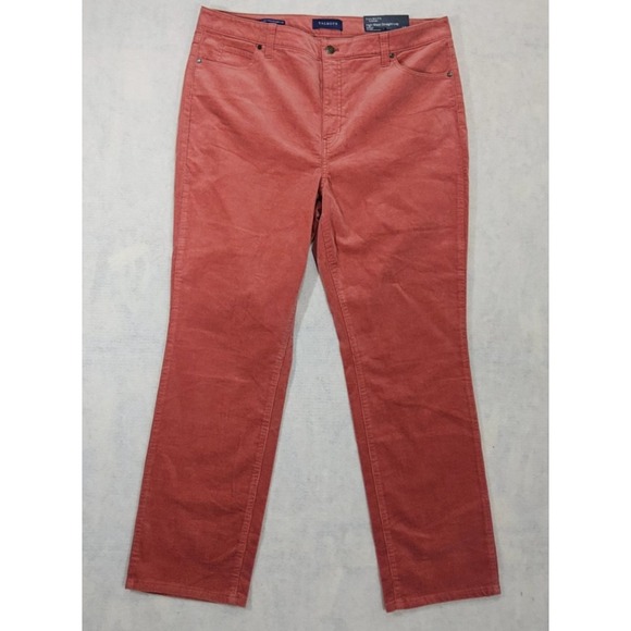 Talbots Pants - Talbots Corduroy Pants 16p NEW High Rise Waist Straight Leg Coral Pink Stretch.